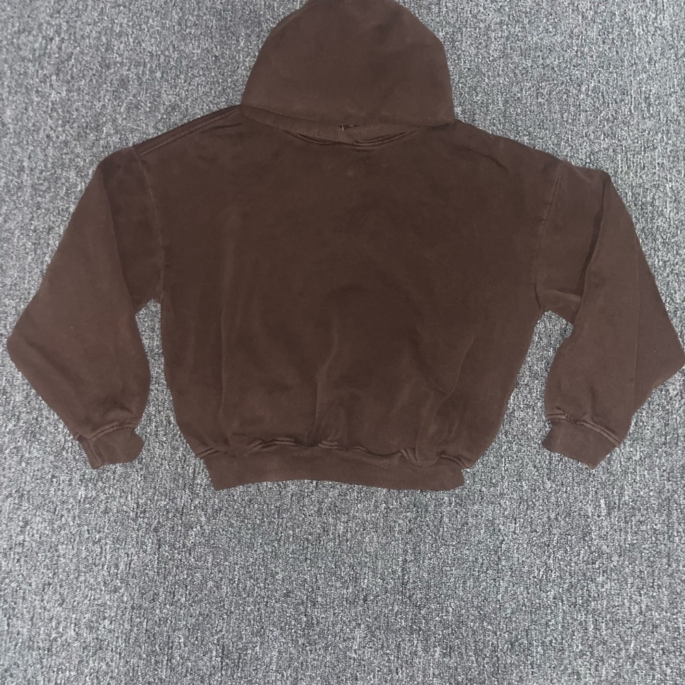 Garage Cropped Chocolate Brown Hoodie